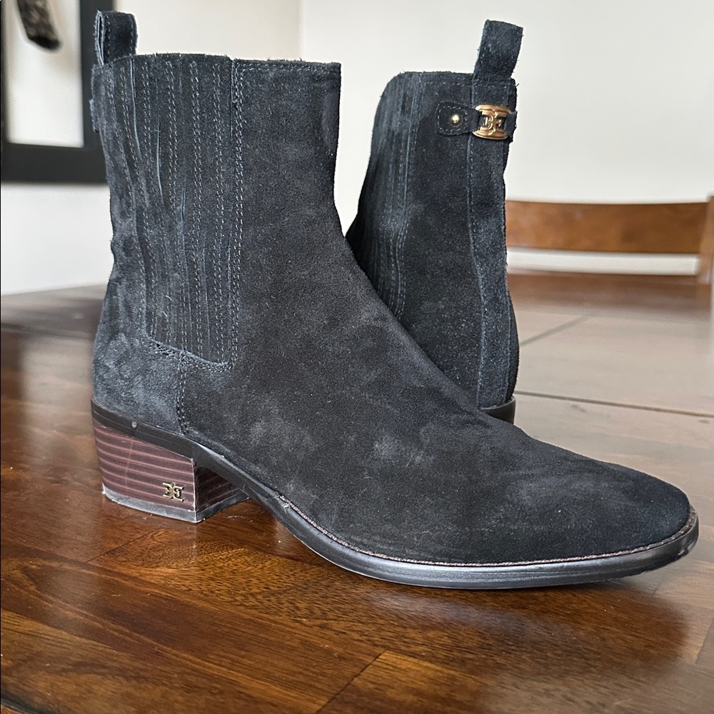 SAM EDELMAN Bronson Black Suede Ankle Booties